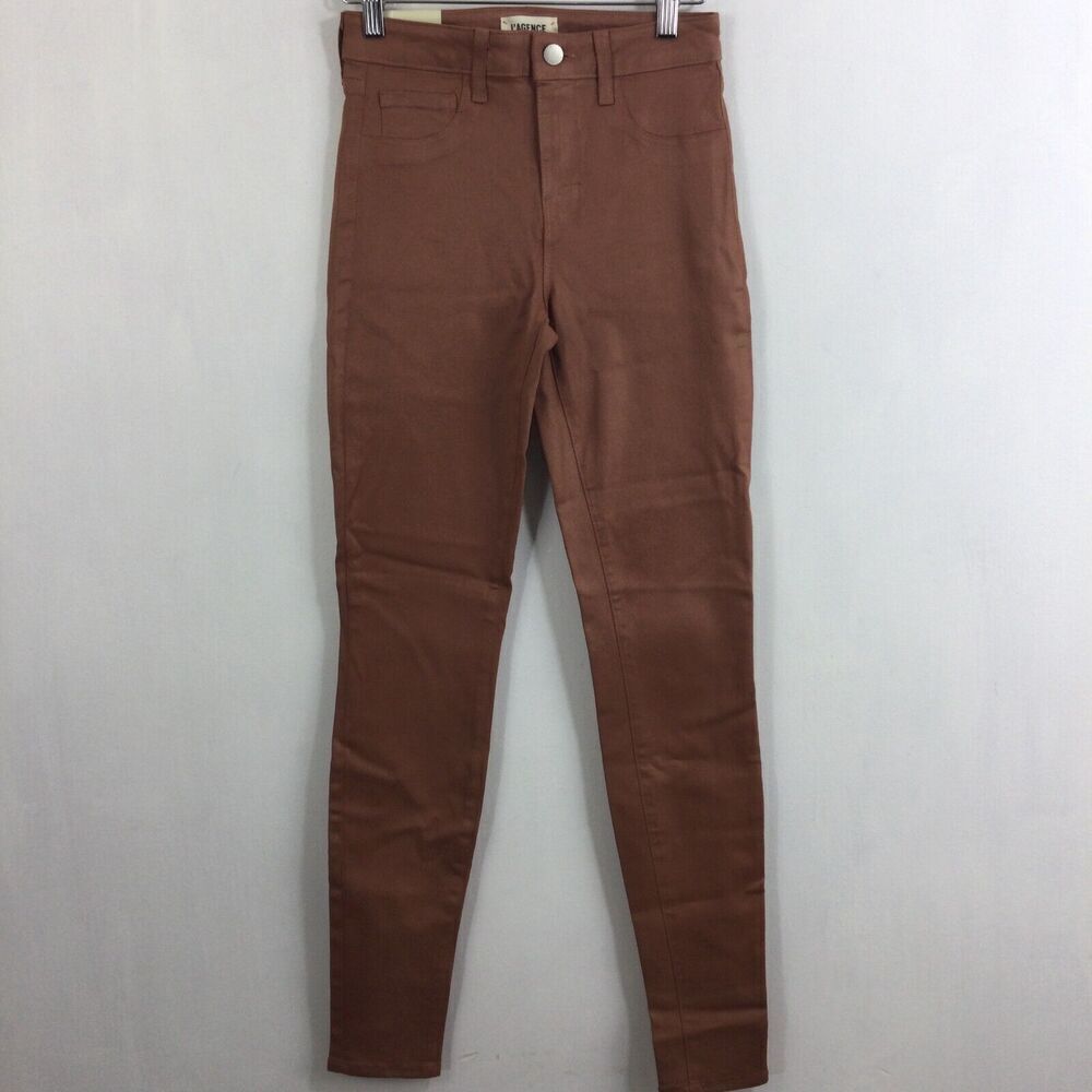 L'agence Womens Marguerite Coated High Rise Skinny Jeans Brown Size 25 - Picture 7 of 7